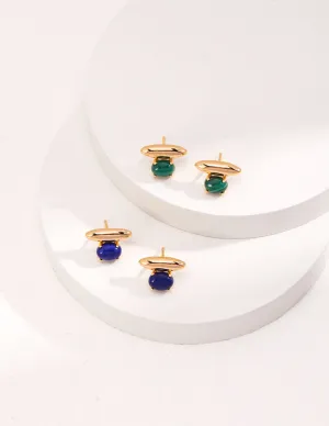 Blue Lapis Lazuli Stud Earrings