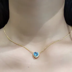 Blue Nano Heart Diamond Necklace