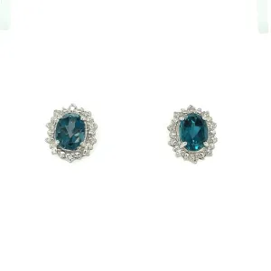 Blue Topaz and Diamond Earrings