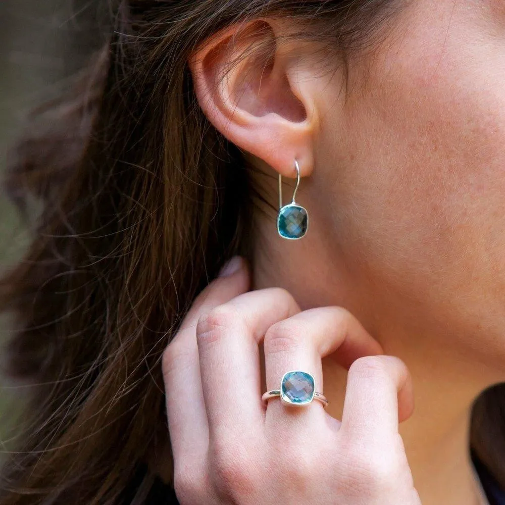 Blue Topaz Earrings | Silver