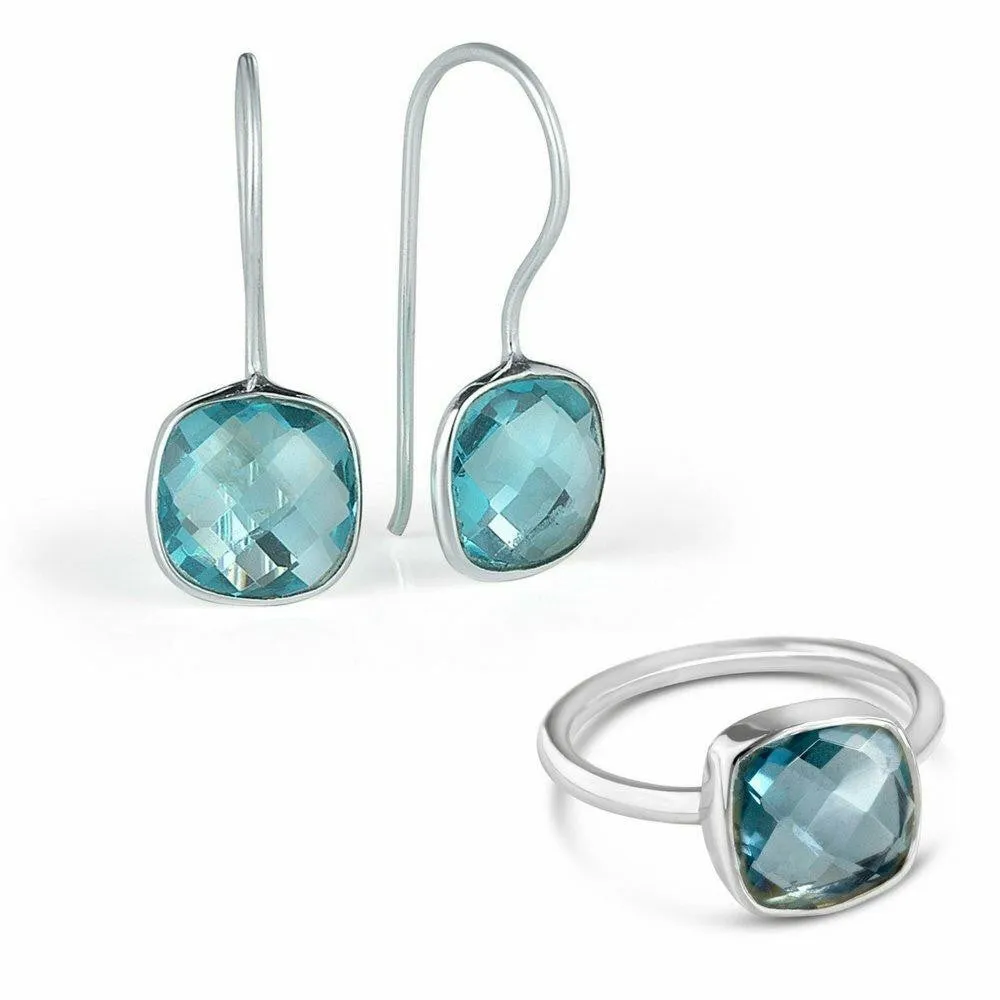 Blue Topaz Earrings | Silver
