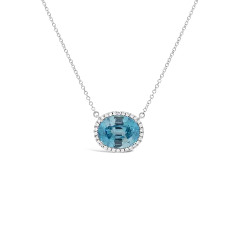 Blue Zircon & Diamond Pendant