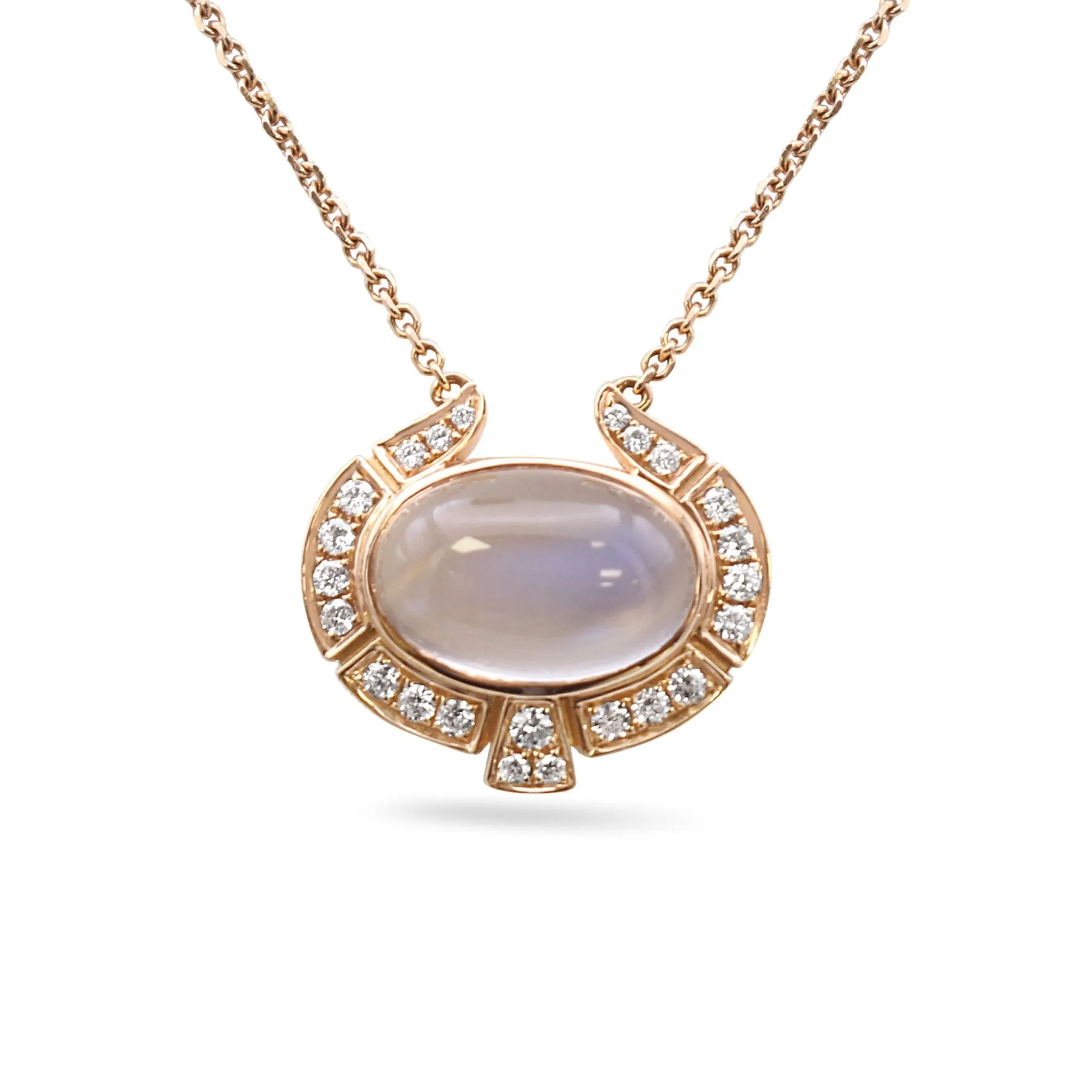 Boodles Moonstone & Diamond Necklace - 18ct Rose Gold