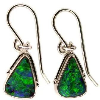 Bright Green 18k White Gold Boulder Earrings
