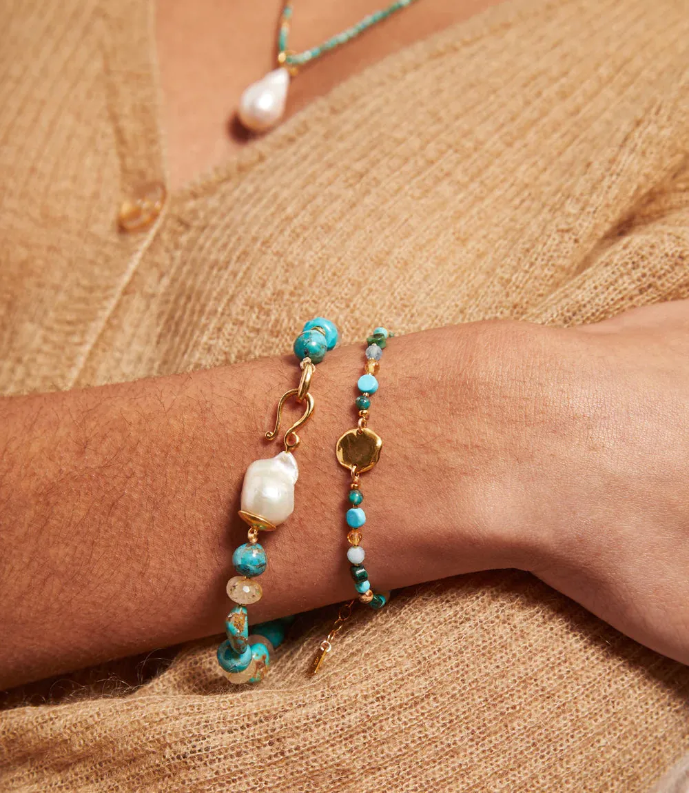 Chan Luu Turquoise And Pearl Bracelet