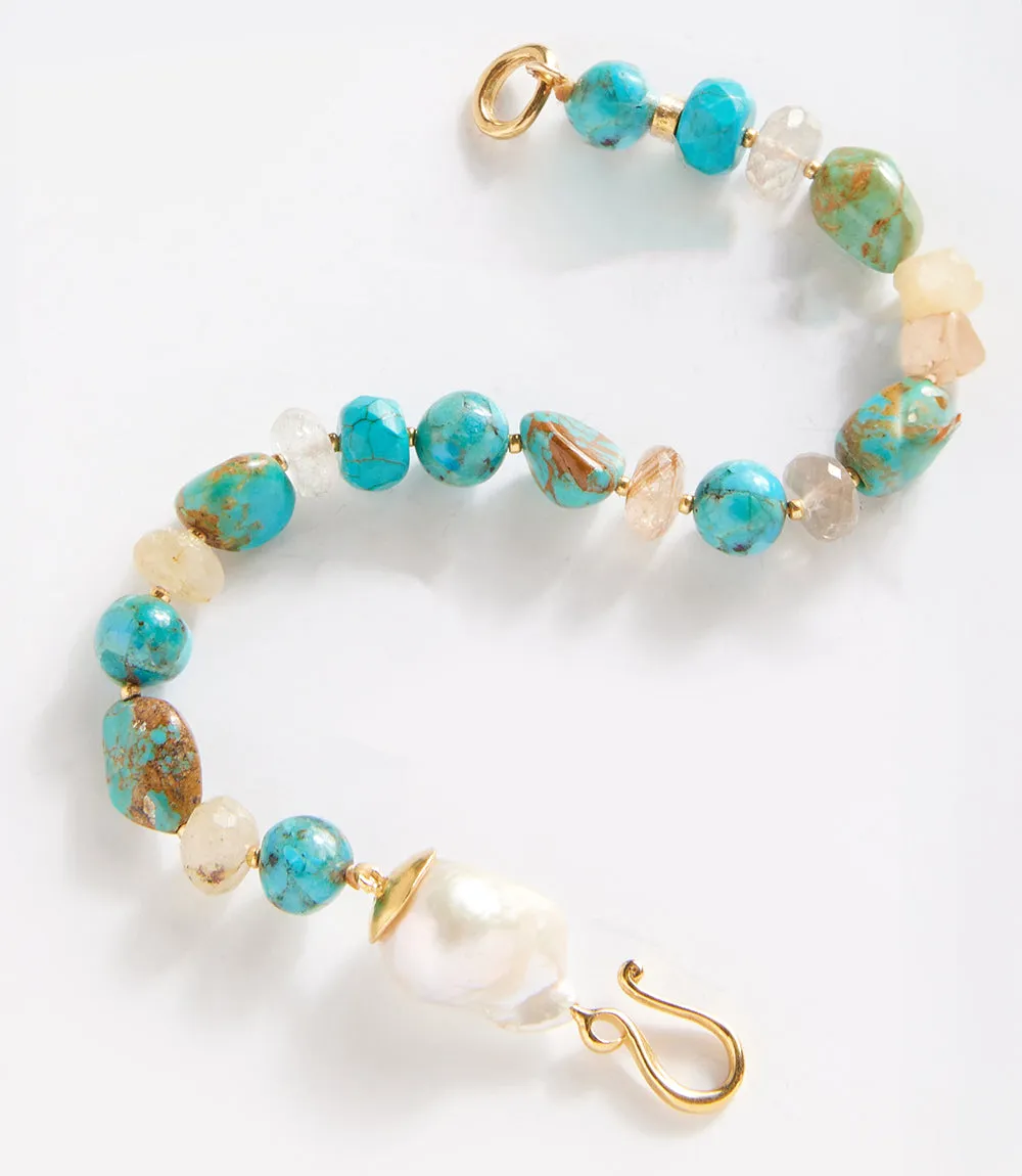 Chan Luu Turquoise And Pearl Bracelet