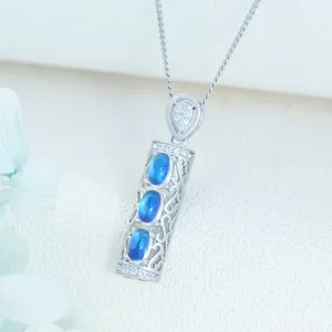 Charm Womens White Gold Plated Silver Moonstone Pendant Necklaces For Women