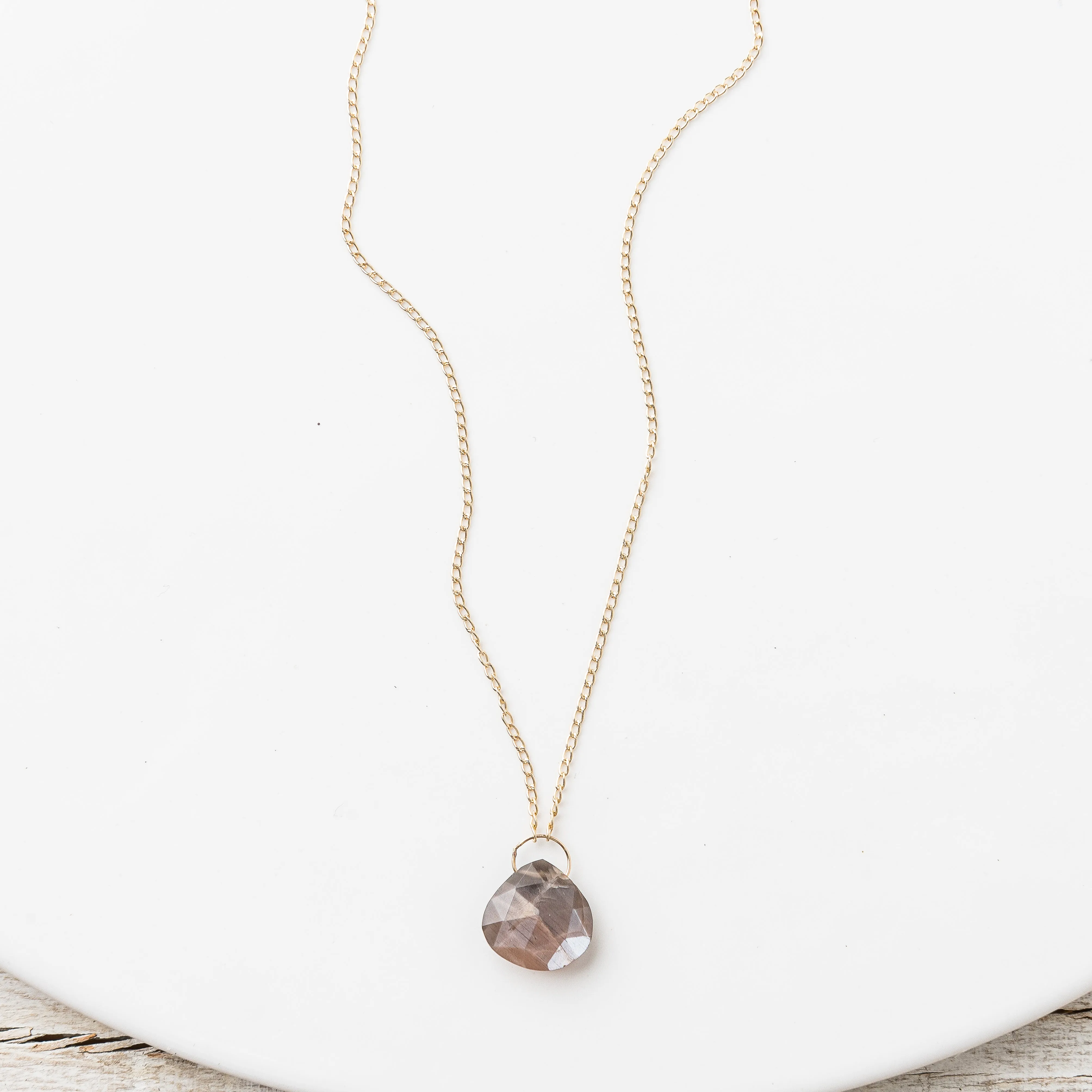Chocolate Moonstone Drop Necklace