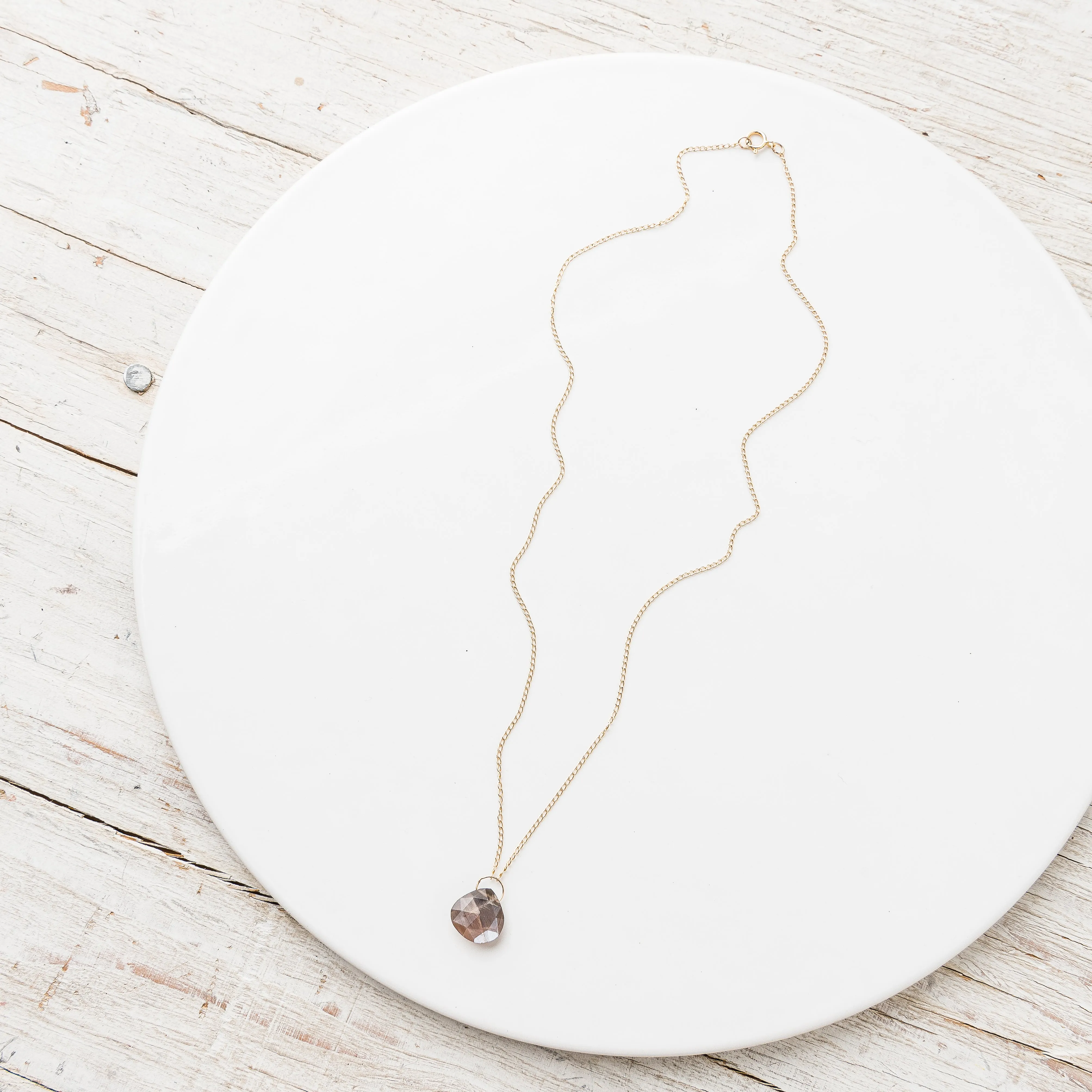 Chocolate Moonstone Drop Necklace