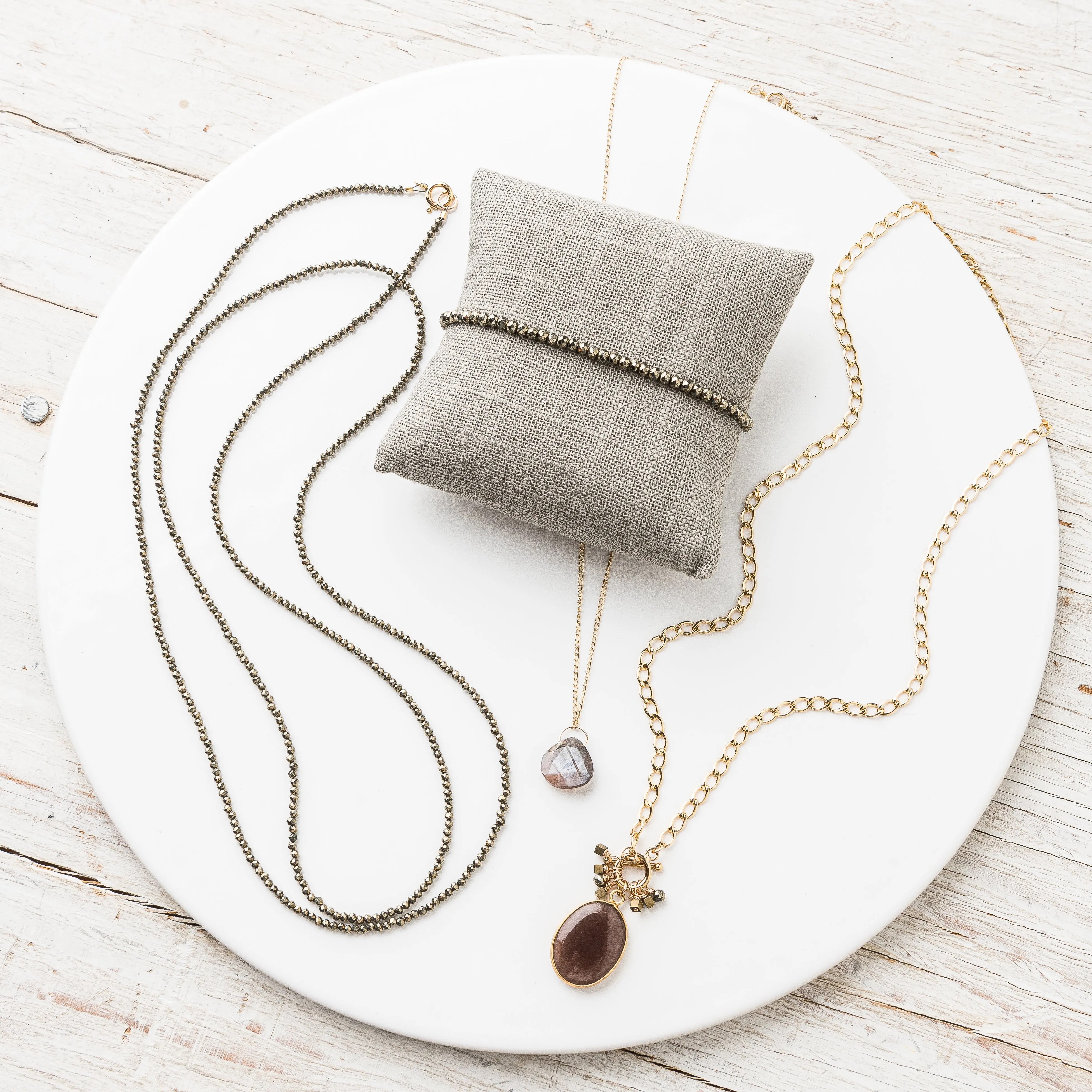 Chocolate Moonstone Drop Necklace