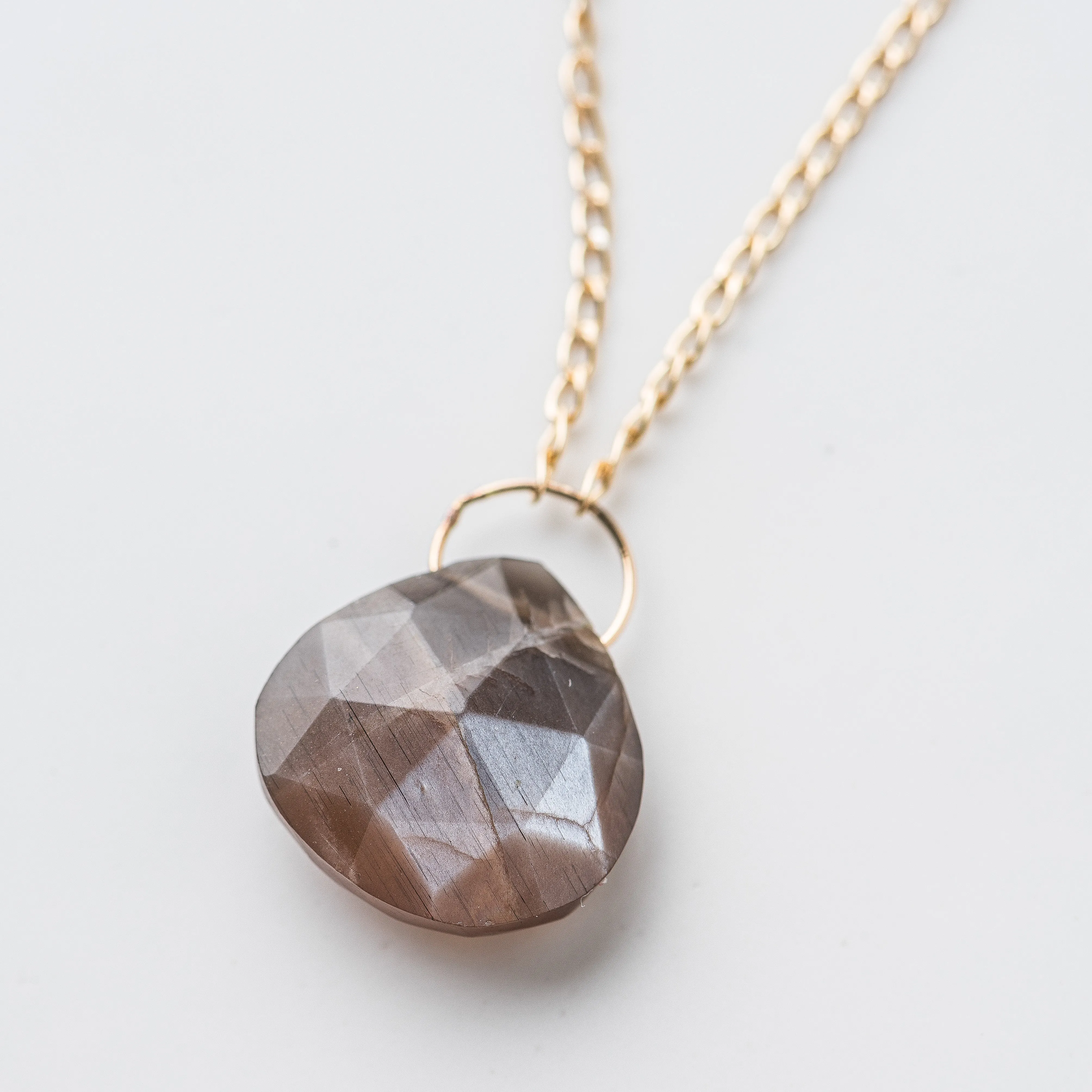 Chocolate Moonstone Drop Necklace