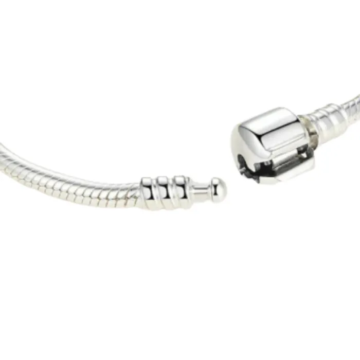 Classic Snake Chain Charm Bracelet Sterling Silver