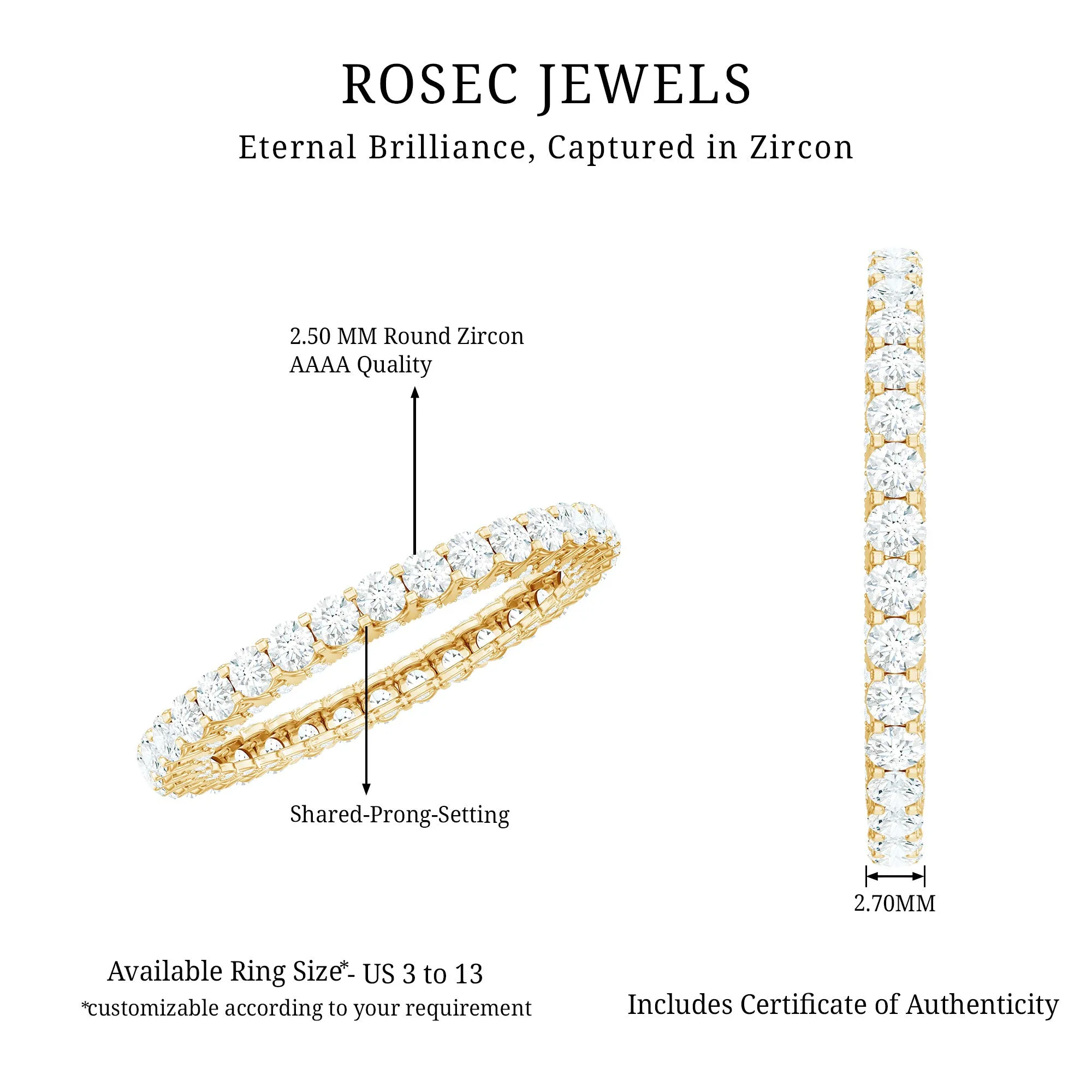 Classic Zircon Full Eternity Band Ring