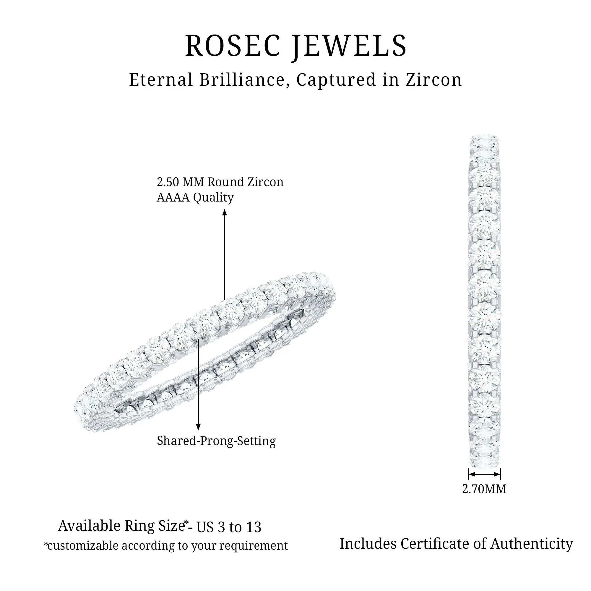 Classic Zircon Full Eternity Band Ring