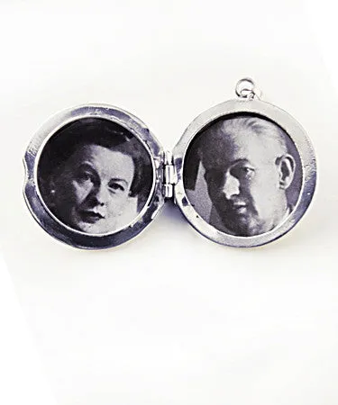 Collection Santa Pacheco ~ Locket "Round with Flowers Two Sided" 2 pics .925 Silver