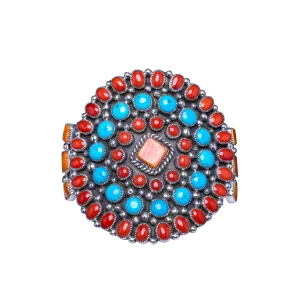 Coral, Spiny Oyster Shell & Kingman Turquoise Bracelet | Artisan Handmade