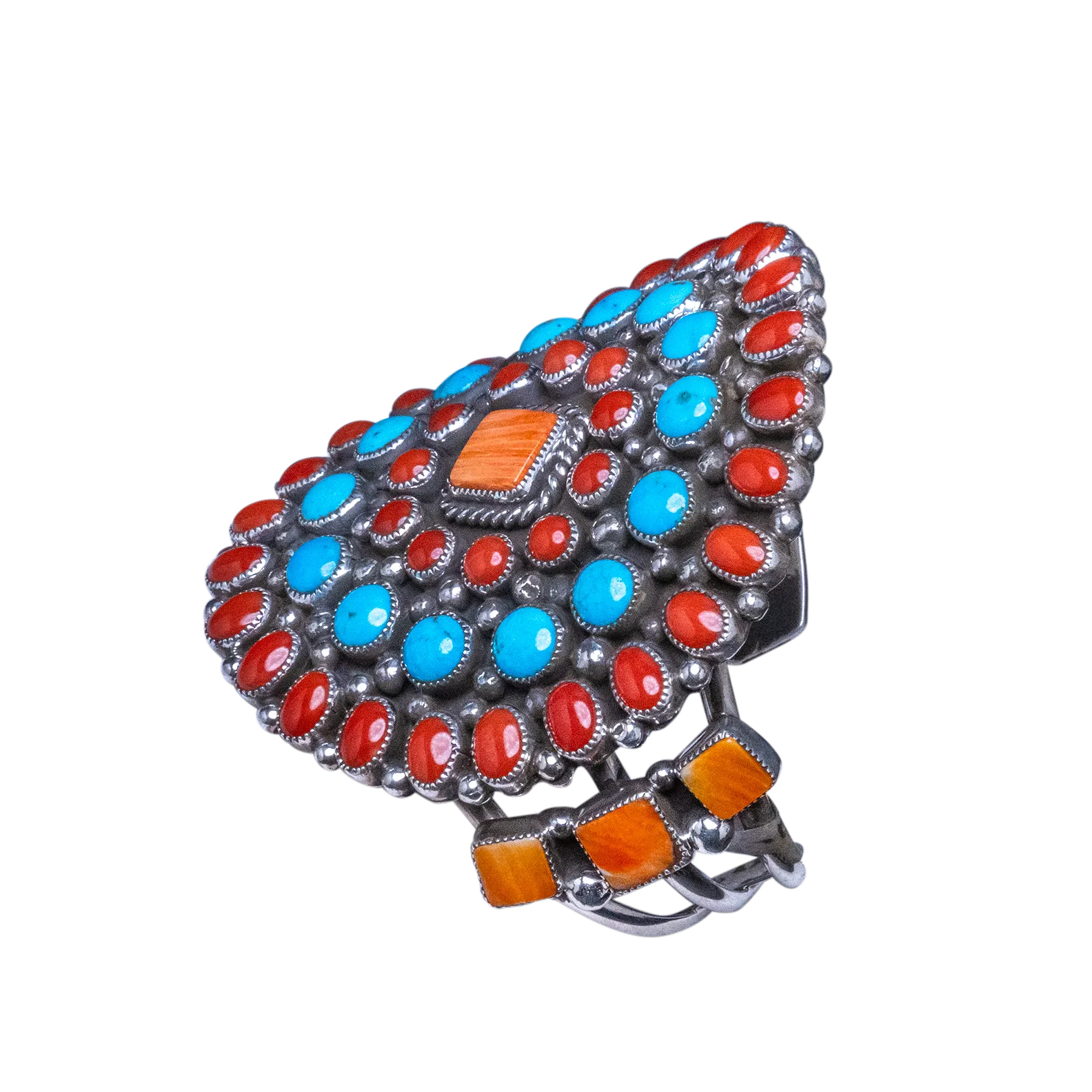 Coral, Spiny Oyster Shell & Kingman Turquoise Bracelet | Artisan Handmade