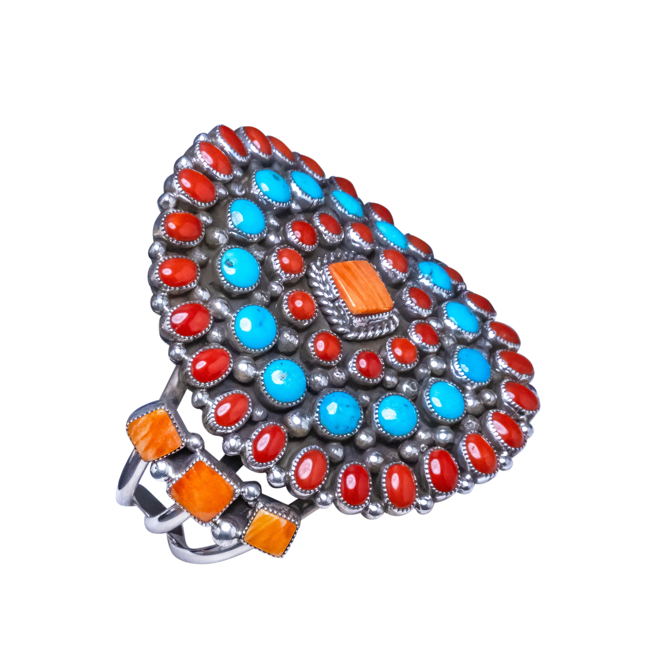 Coral, Spiny Oyster Shell & Kingman Turquoise Bracelet | Artisan Handmade