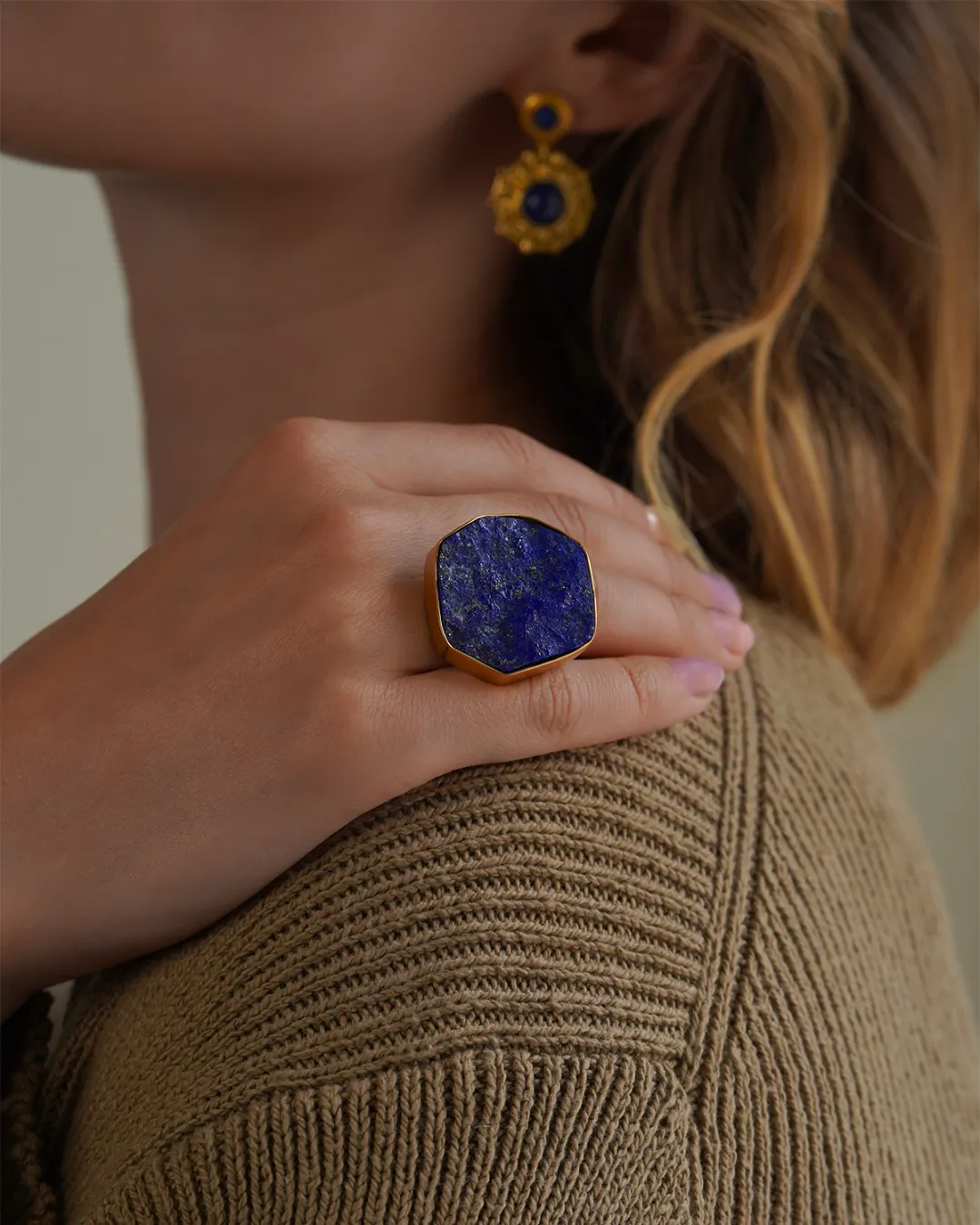 Cosmic lapis gold ring