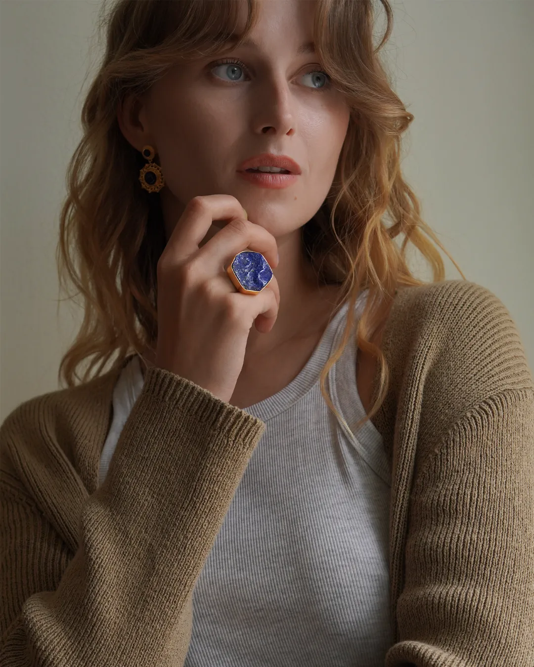 Cosmic lapis gold ring