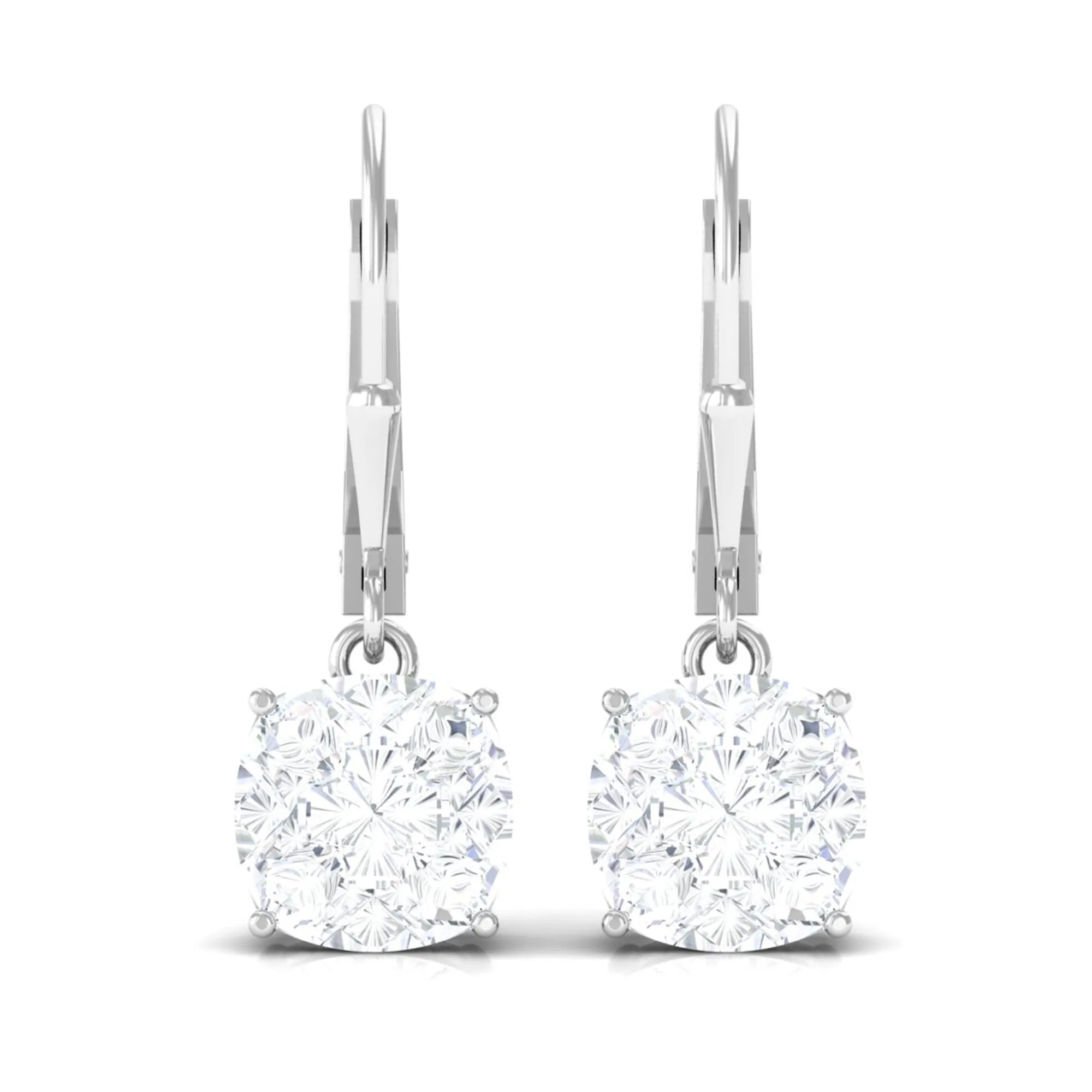 Cushion Cut Cubic Zirconia Solitaire Drop Earrings