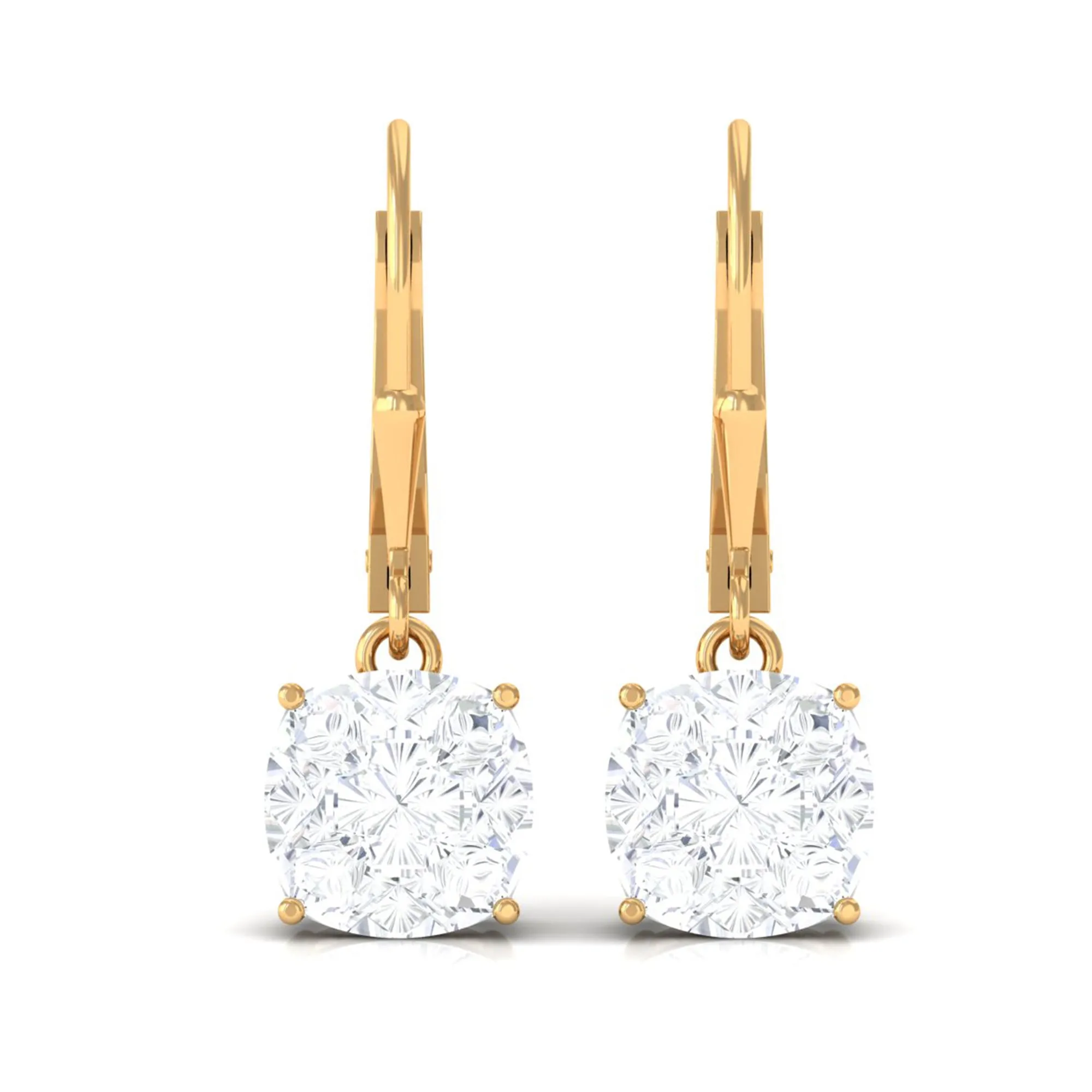 Cushion Cut Cubic Zirconia Solitaire Drop Earrings