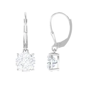 Cushion Cut Cubic Zirconia Solitaire Drop Earrings