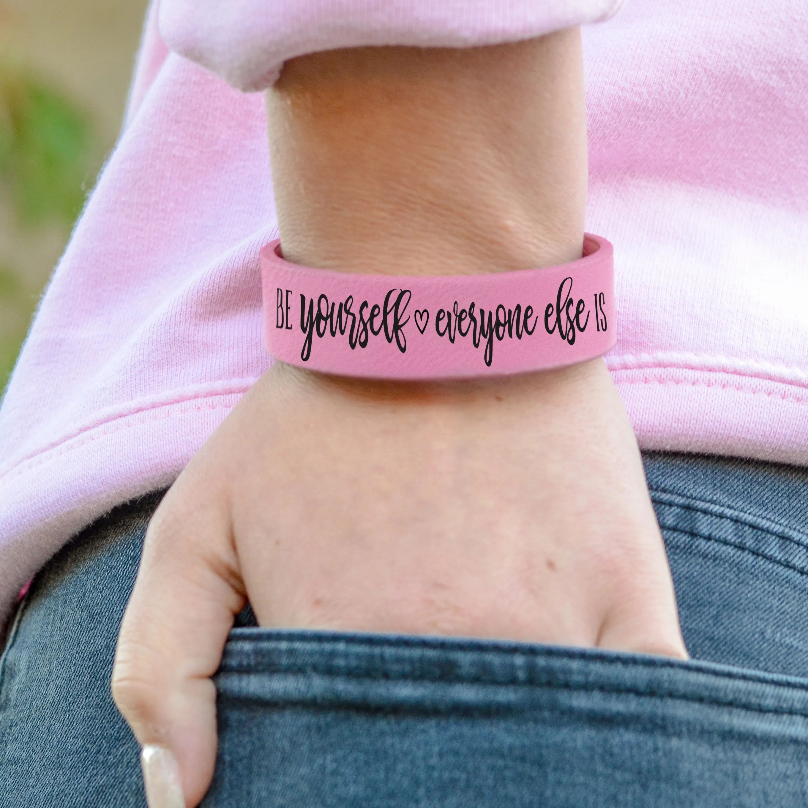 Custom Leatherette Kids Cuff Bracelet "Be yourself, everyone else is taken"