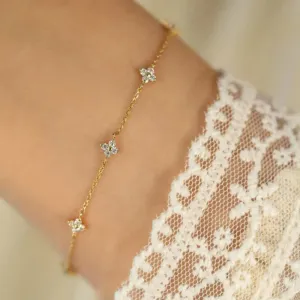 Dainty Zircon Flower Bracelet for Women