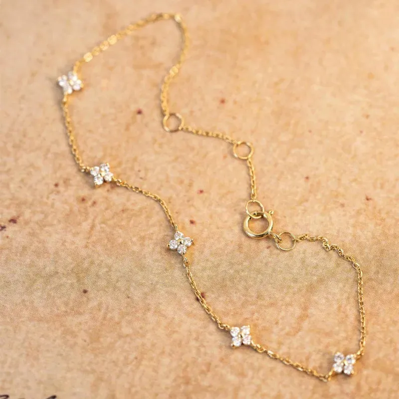 Dainty Zircon Flower Bracelet for Women