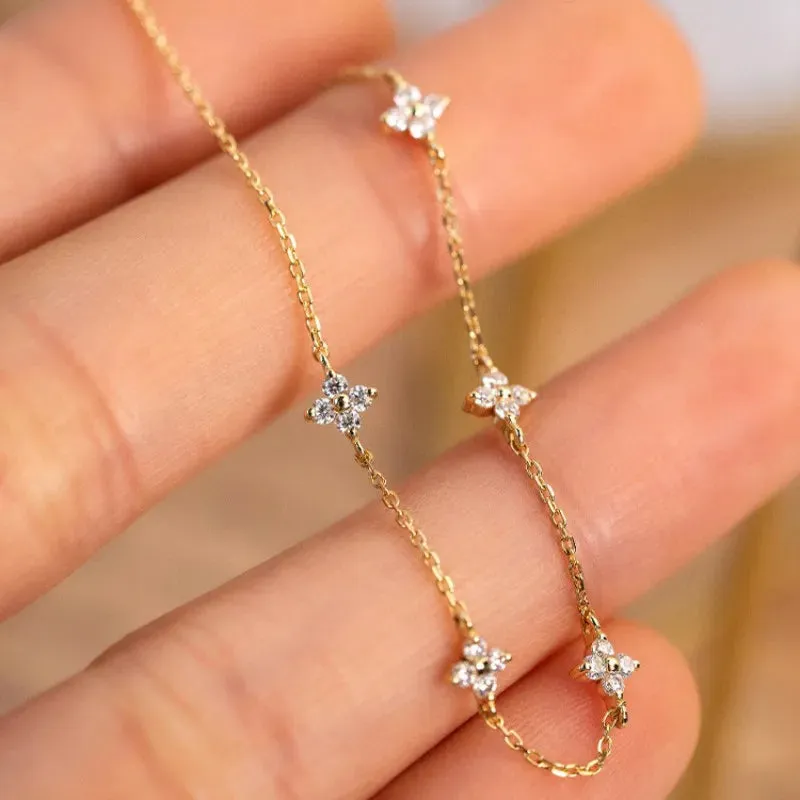 Dainty Zircon Flower Bracelet for Women