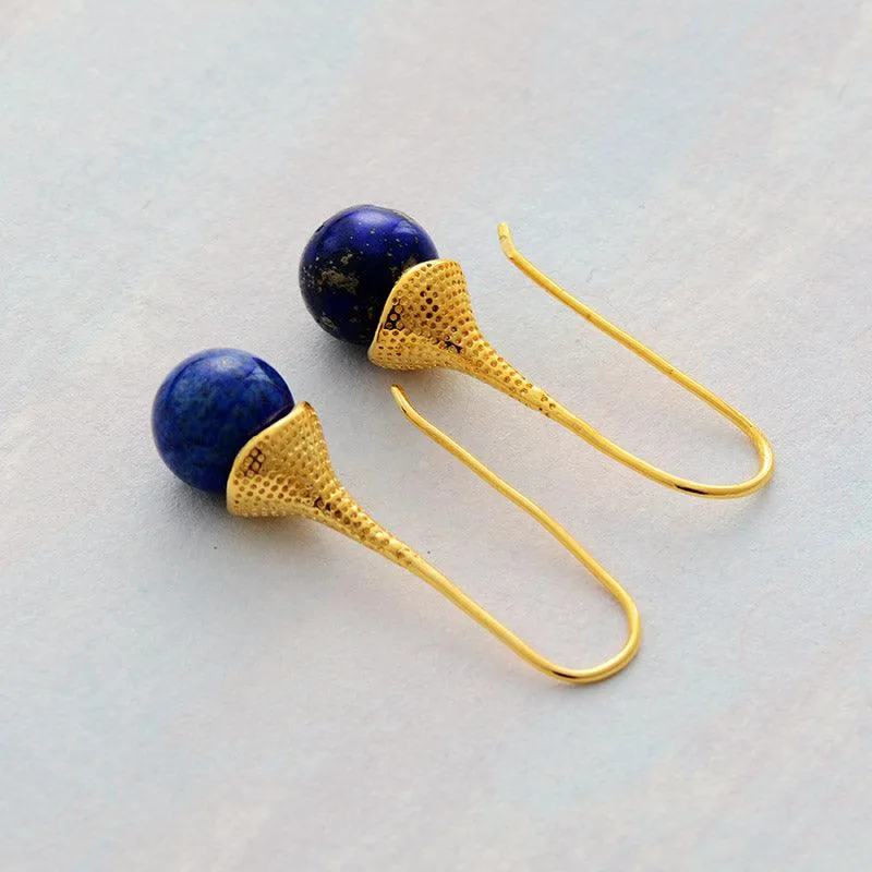 Dhin Natural Lapis Lazuli Drop Earrings