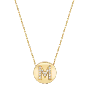 Diamond Initial Coin Necklace