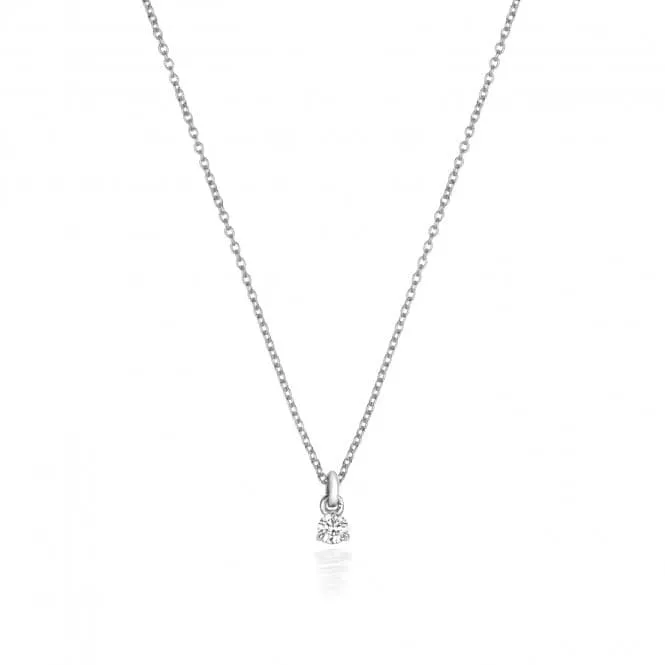 Diamond Jewellery 18CT White Gold Diamond 3 Claw Necklace NDQ145W