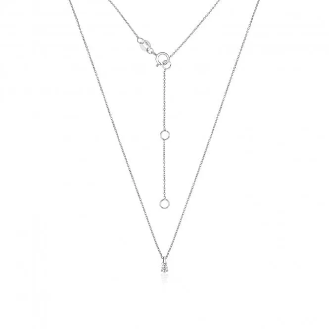Diamond Jewellery 18CT White Gold Diamond 3 Claw Necklace NDQ145W