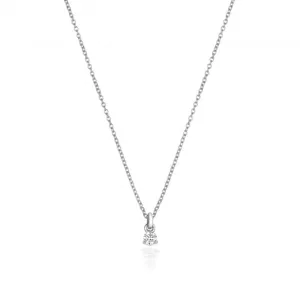 Diamond Jewellery 18CT White Gold Diamond 3 Claw Necklace NDQ145W