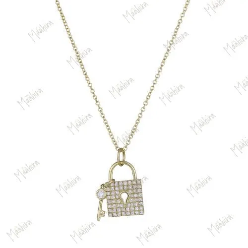 Diamond Lock & Key Pendant Necklace