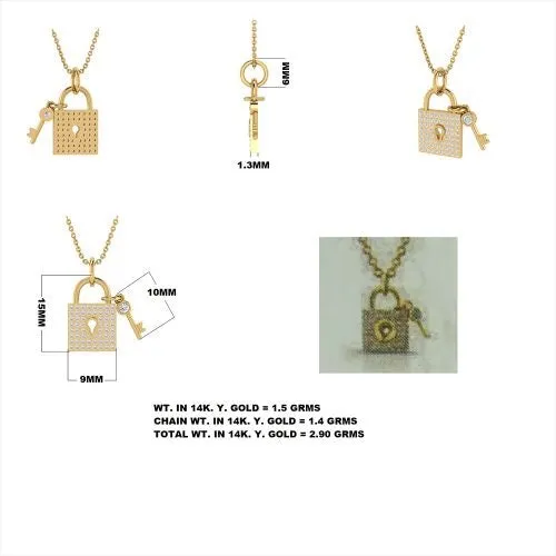 Diamond Lock & Key Pendant Necklace