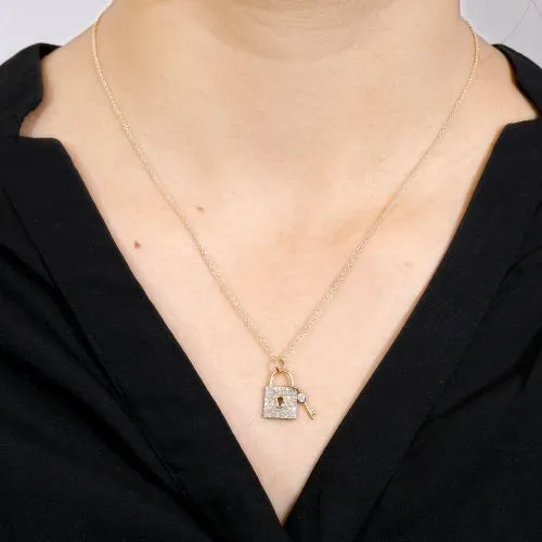 Diamond Lock & Key Pendant Necklace