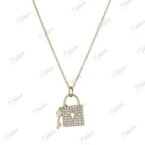 Diamond Lock & Key Pendant Necklace