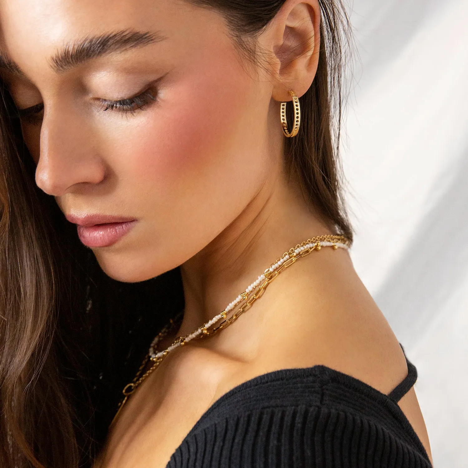 dot cutout post hoop earring