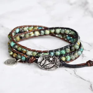 Double Wrap African Bracelet & Fish Button