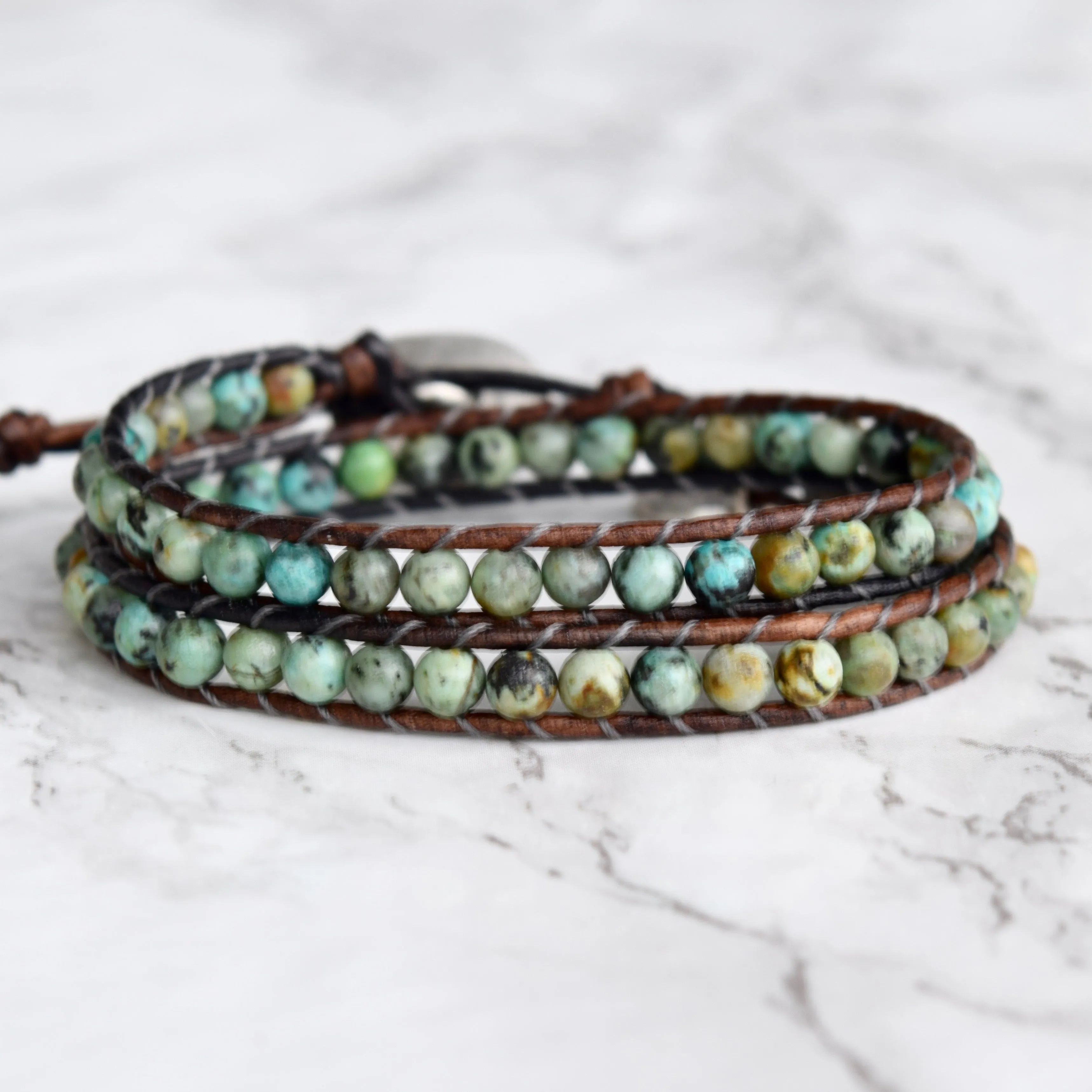 Double Wrap African Bracelet & Fish Button