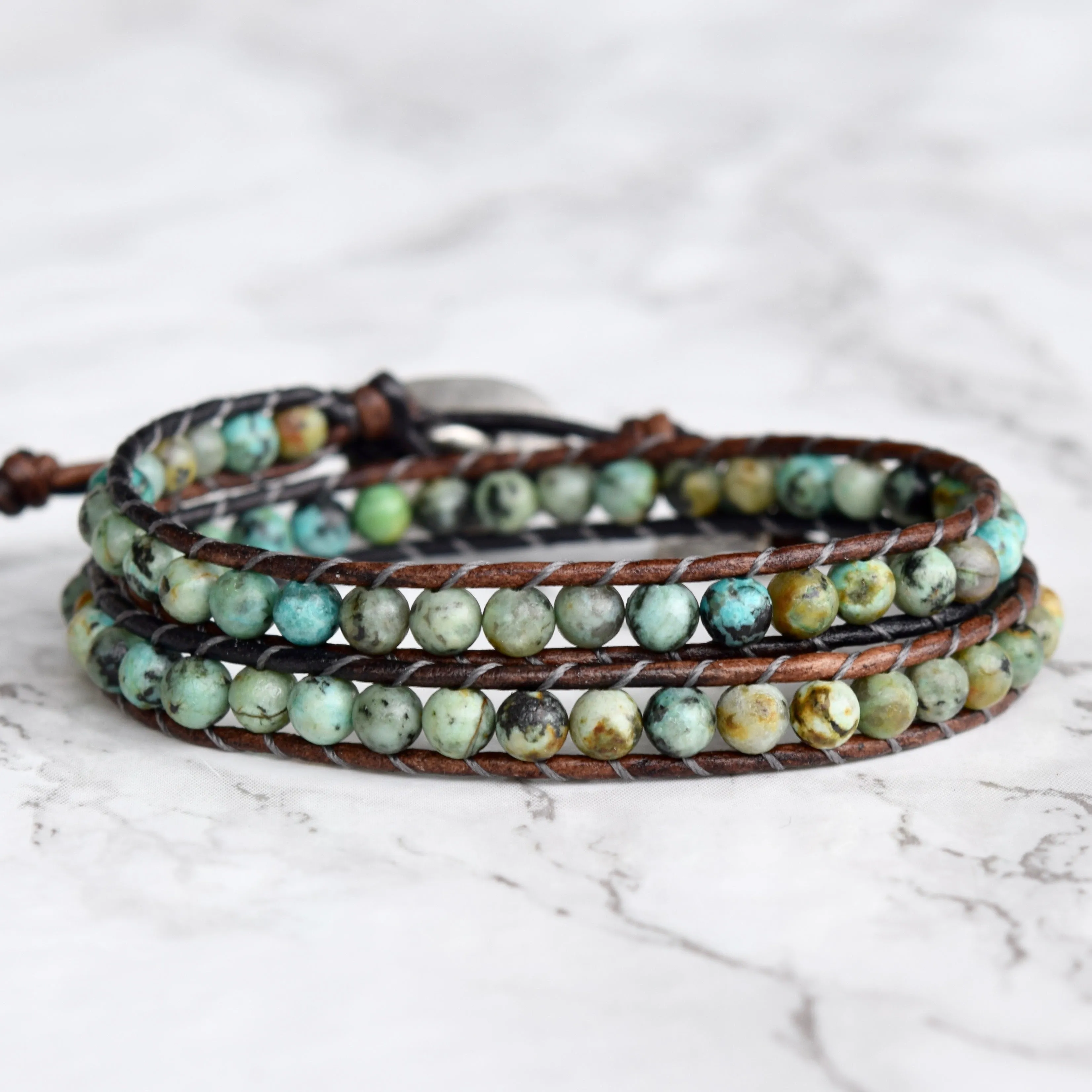 Double Wrap African Bracelet & Fish Button