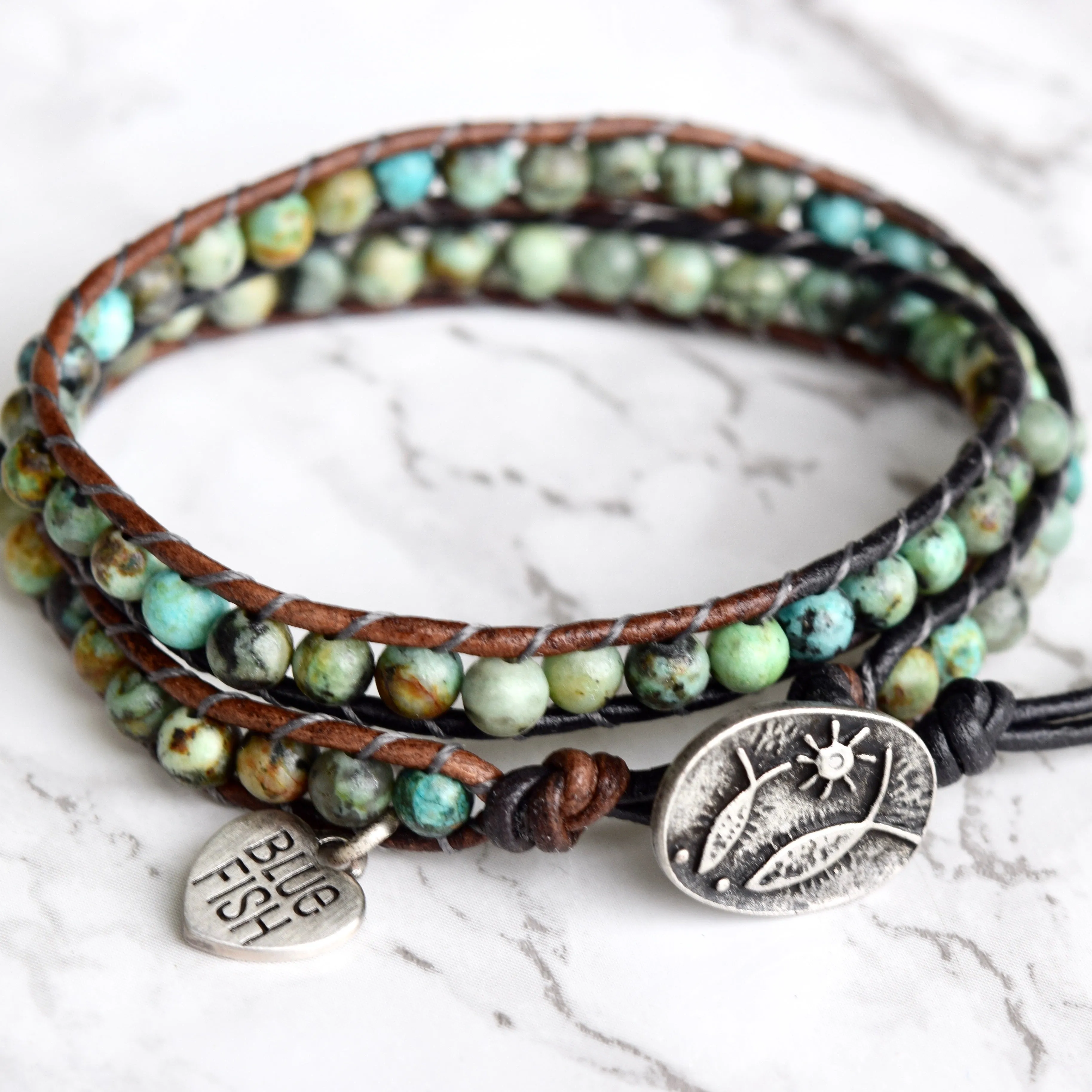 Double Wrap African Bracelet & Fish Button