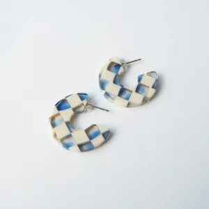 Earrings - Ocean Checker Hoops
