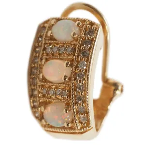 Effy 14k Gold Diamond & Opal Huggie Earrings