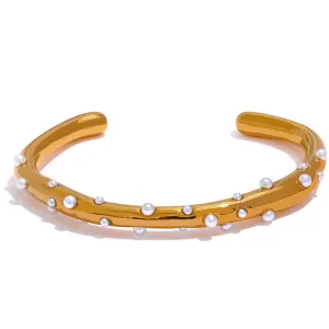 Elegant Sprinkled Pearls Cuff Bracelet