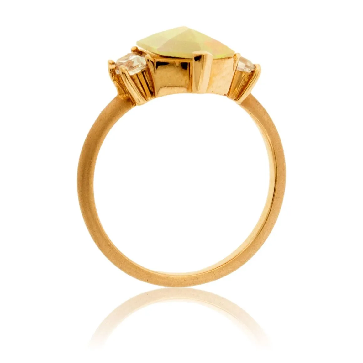 Faceted Opal & Moonstone Bezel Ring