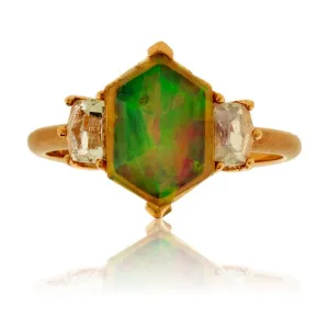 Faceted Opal & Moonstone Bezel Ring